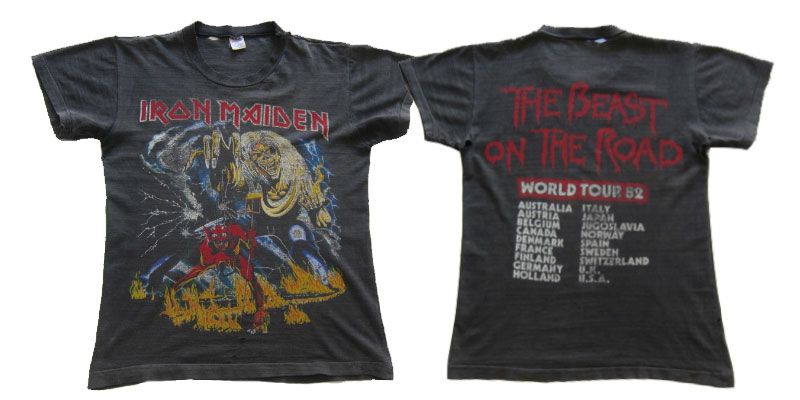 เสื้อ 1982 IRON MAIDEN Number Of The Beast World Tour Vintage Concert Rock Shirt 80s